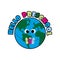 Hello Preschool - First day of School greeting text with smiley Earth Planet.