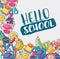 Hello school doodle clip art greeting card