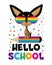 Hello School - funny chihuahua dog on pencil