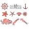 Hello sea. Set of various sea creatures icons.