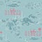 Hello sea. Vector seamless pattern of sea creatures.