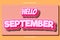 Hello September with pink shadow text color text effect