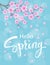 Hello spring background with cherry blossoms flowers
