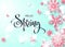 Hello Spring. Beautiful Background with paper flowers and butterflies. Vector illustration .