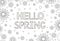 Hello spring card with flowers and hearts. coloring page