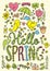Hello spring card. Hand drawn vector illustration.