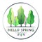 Hello spring - creative concept with spring tone forest in circle