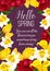 Hello Spring festive banner with Springtime flower