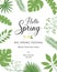Hello Spring festive banner with Springtime season flower. Floral greeting card for Spring holiday themes design with daffodil, ro