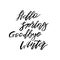 Hello Spring, Goodbye Winter - Hand drawn inspiration quote. Vector typography design element. Spring lettering poster. Good for