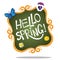 Hello spring hand drawn lettering icon stock illustration