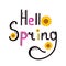 Hello Spring hand sketched logotype with flowers. sunflowers. Vector Illustration for backgrounds, packaging, greeting cards,