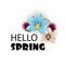 Hello Spring lettering nature flower backdrop