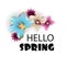 Hello Spring lettering nature orchid backdrop