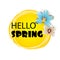 Hello Spring lettering sunny flower backdrop