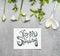 Hello spring lettering with various springtime plant: Lily of Valley, crocus flowers and spring twigs