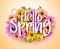 Hello Spring Poster Design in Realistic Colorful Vector Flowers