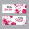 Hello spring season banner template background with colorful flo