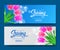 Hello Spring special offer banner with beauty tulip flower blossom