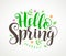 Hello spring text typography vector design with colorful flowers