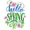 Hello spring. Watercolor hand lettering card