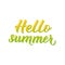 Hello summer 3d lettering isolated on white background. Inspirational seasonal quote typography poster. Hand written logo design.