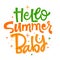 Hello Summer Baby phrase. Hand drawn modern naive style calligraphy baby shower lettering quote