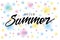 Hello summer banner. Typography poster on colorful dot background. Vector EPS10.