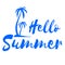 Hello Summer. Calligraphy quote. Tropical vector background