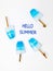 Hello summer card with blue popsicles