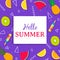 Hello Summer card with tropical fruit ice cream