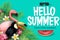 Hello Summer Enjoy Every Moments Message with Watermelon for Summer Season