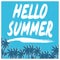 Hello Summer illustration, background. Fun quote. Fashion the best poster. Handwritten banner, logo or label. Colorful hand drawn.