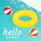 Hello summer isometric pool float Beach ball vector