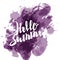 Hello summer lilac colored hand lettering