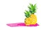 Hello summer pineapple illustration. greeting card. graphic trendy vector drawing. poster banner.