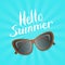 Hello summer poster with stylish sunglasses