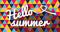Hello summer quote on geometric color background