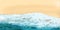 Hello summer. Realistic ocean waves and beach. Horizontal banner for advertising and summer discounts