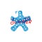 Hello summer. Retro sign, badge, banner template. Illustration starfish of the emblem of summer. It is good for printing