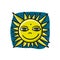 Hello Summer. Smiling funny sun icon
