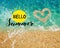 Hello Summer template ,poster beach sea water  wave green marine happy  text quotes templates banner background copy space