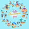 Hello Summer Time Circular Vector Illustration