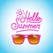 Hello summer tropical pink glasses beach relax holiday banner