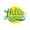 Hello Summer vector illustration isolated on white background. Fun quote. Hand lettering inspirational typography poster