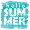 Hello summer, vector typography poster on a color brushstroke background, summer design, banner,  t-shirt design