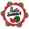 Hello summer watermelon round banner design