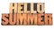 Hello summer - word abstract in wood type
