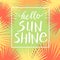 Hello sunshine, hand paint vector lettering on a abstract tropical palm leaves frame