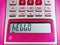 Hello Text on LCD Display of Pink 10-Digit Calculator Viewing Up Side Down